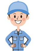 工事用の作業着（青色）を着た男性