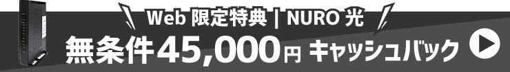 Web限定特典｜NURO光 無条件45,000円キャッシュバック