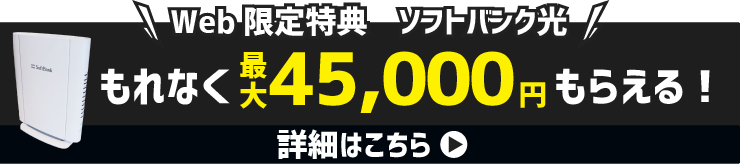 Web限定特典　ソフトバンク光｜ もれなく最大45,000円もらえる！